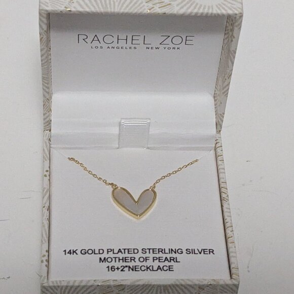 Rachel Zoe 14K Gold Plated SS w/Mother of Pearl Making up a Heart Necklace! - Picture 1 of 3